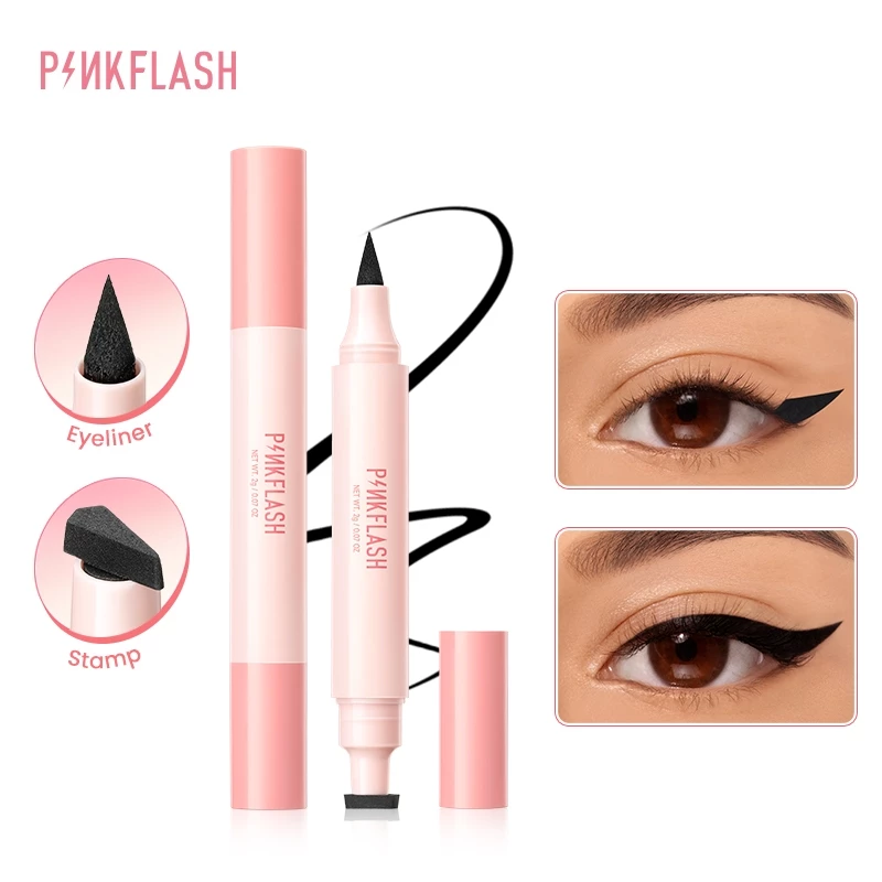 96% OFF PINKFLASH Waterproof Wingled Eyeliner Double Head Seal Stamp Liquid Eye Liner Pen 2-in-1 Fast Dry #InstantShape
