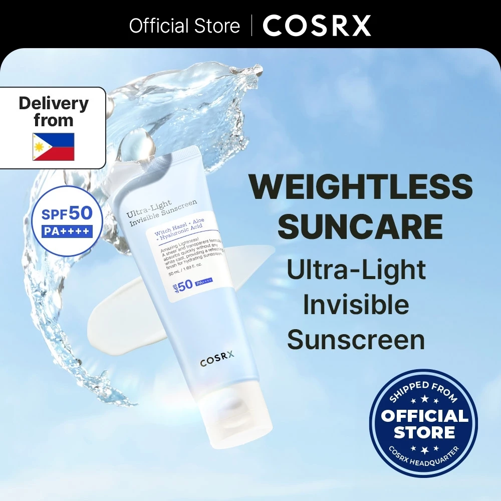 30% OFF [COSRX OFFICIAL] Ultra Light Invisible Sunscreen SPF 50 PA ++++, Super Lightweight, Fast-absorbing, Non-greasy, Ultra Protection,