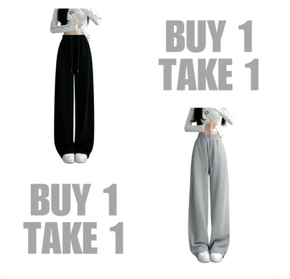 36% OFF Buy 1 Take 1 KILY.PH New Wide Leg Pants High Waist Drawstring Loose Gray Sports Sweatpants 7A0052