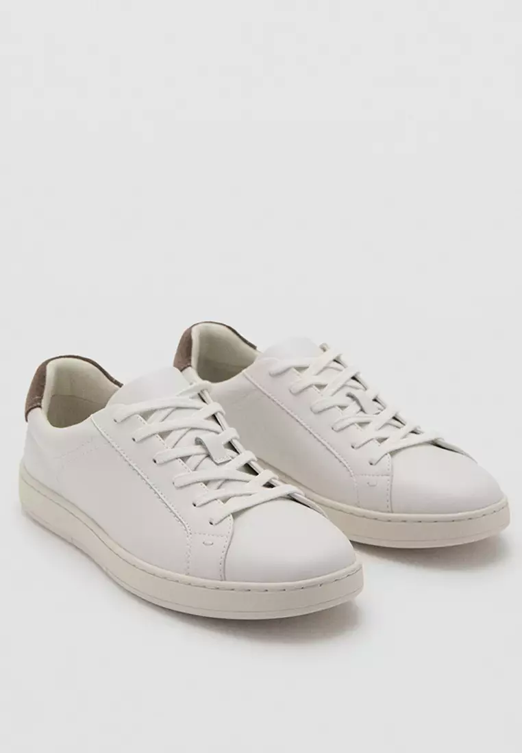 54% OFF MANGO Man Contrasting Panel Leather Sneakers
