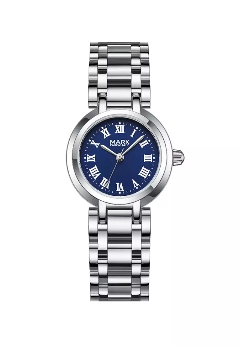 75% OFF Ladies Stainless Steel Quartz Watch, 23mm, Navy Blue Dial, Metal Bracelet