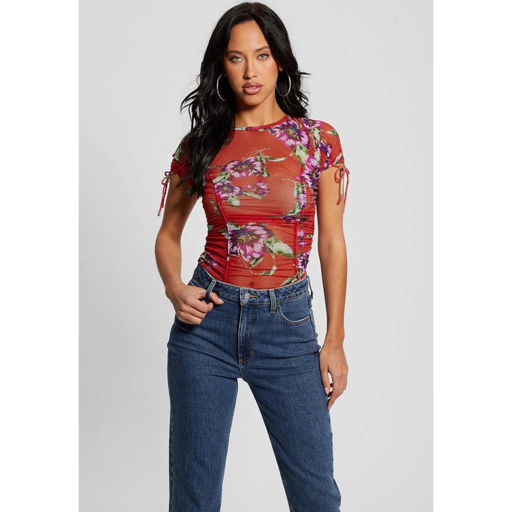 71% OFF Guess Ss Amaya Shirred Top