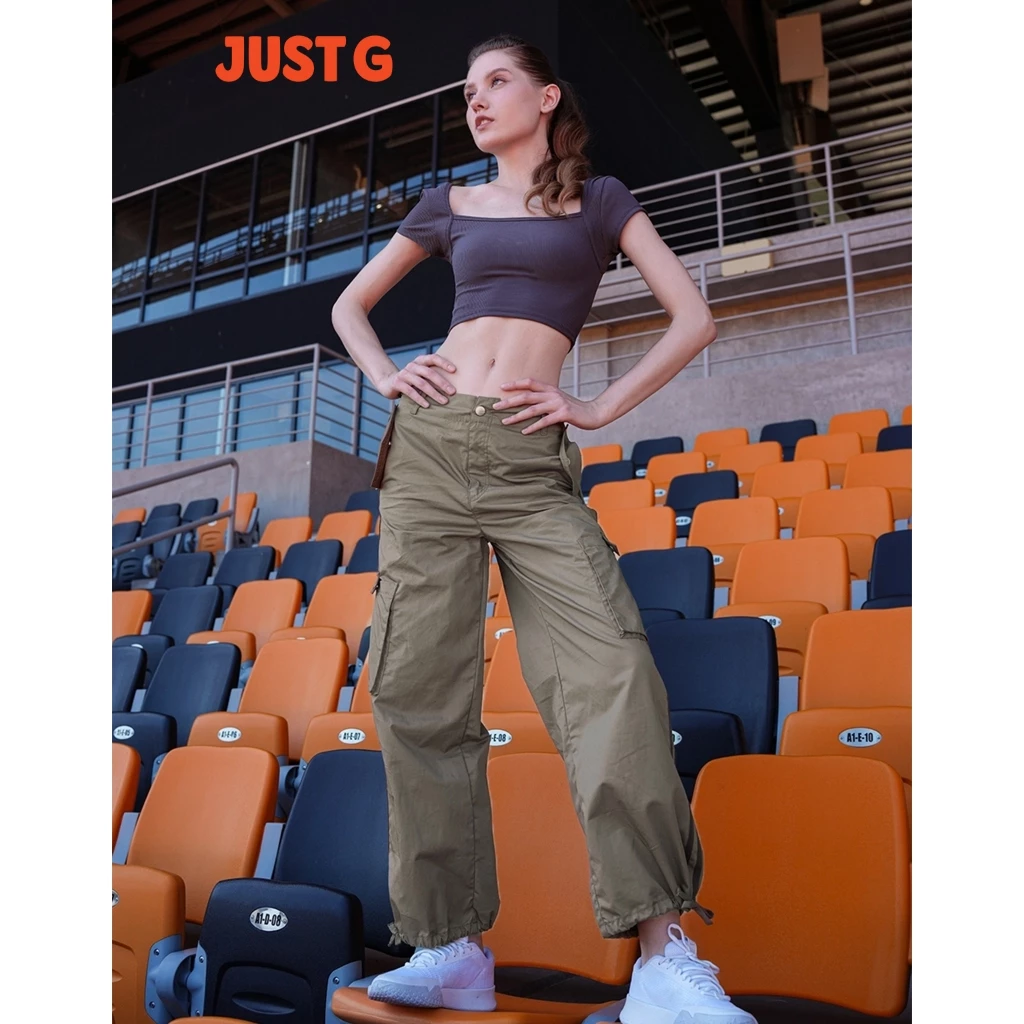 60% OFF Just G Straight Leg Cargo Pants With Stripe Detail