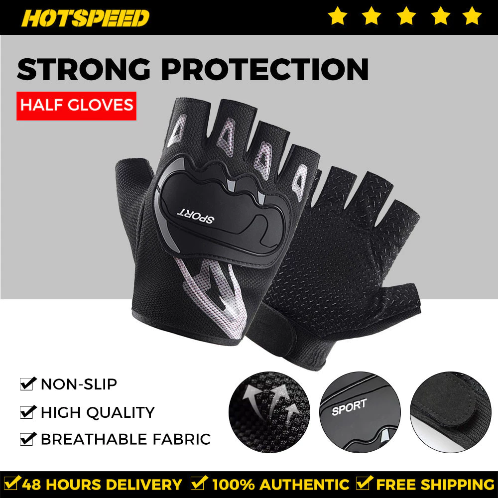 50% OFF HOTPSEED Half Finger Gloves For Motor cycle Gloves For Men Motorcycle Hand Gloves One Size Fits All
