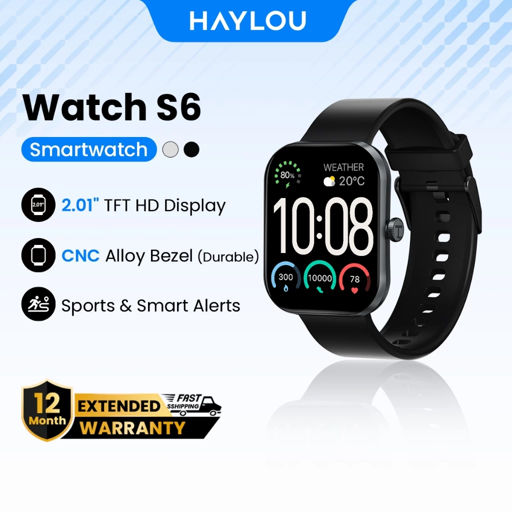 13% OFF Haylou S6 Smart Watch 2.01"HD Display Bluetooth Calling 20d-Battery Sports Fitness Tracker Bracelet