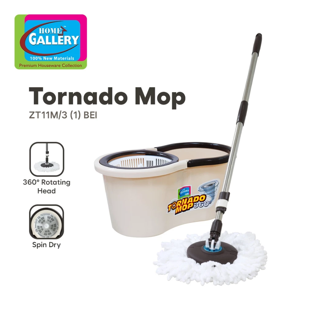 52% OFF Home Gallery Tornado Mop and Spin Dry Bucket Set with 1 Microfiber Mop Head (ZT11/M3)