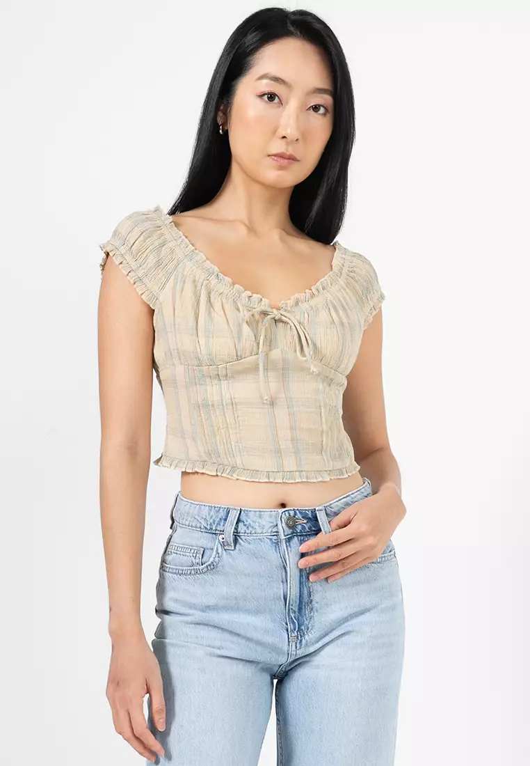 65% OFF Greta Frill Sleeves Blouse