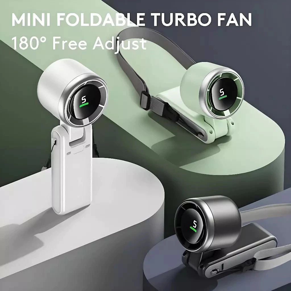 48% OFF Portable Fan N607 USB Rechargeable Foldable Easy to Carry Hand-held Fan with LED Display Turbo Fan