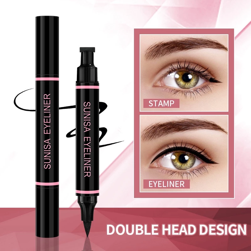71% OFF SUNISA 1PCS Double Head Waterproof Eyeliner Pen Cat Eye Winged Eye Eyeliner Cosmetic Seal Stamp Wing
