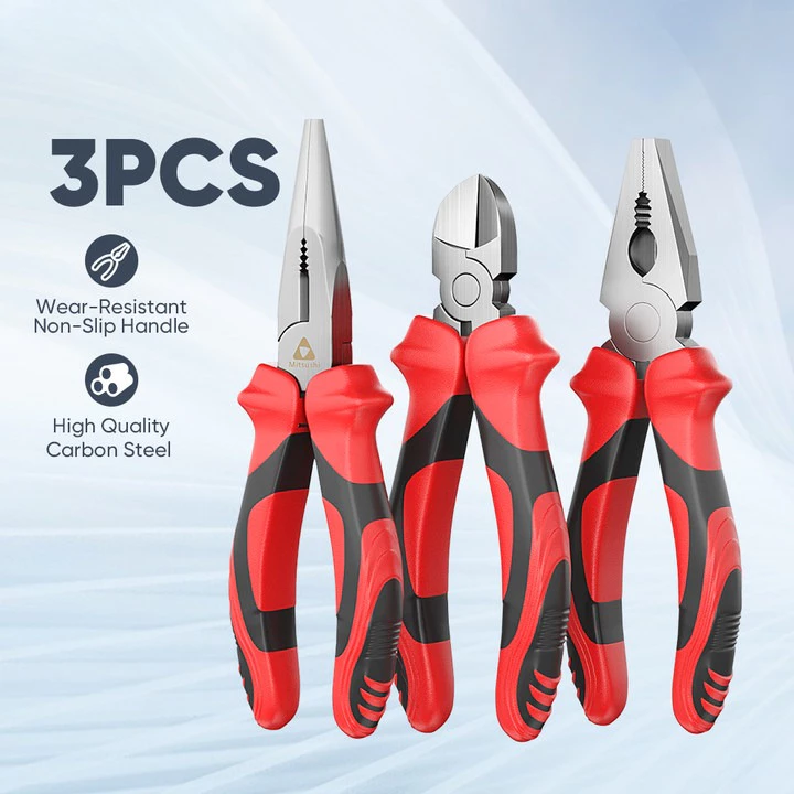 72% OFF 3pcs 6"/8" Pliers Set Cutting, Long Nose, Wire Cutter & Combination Pliers