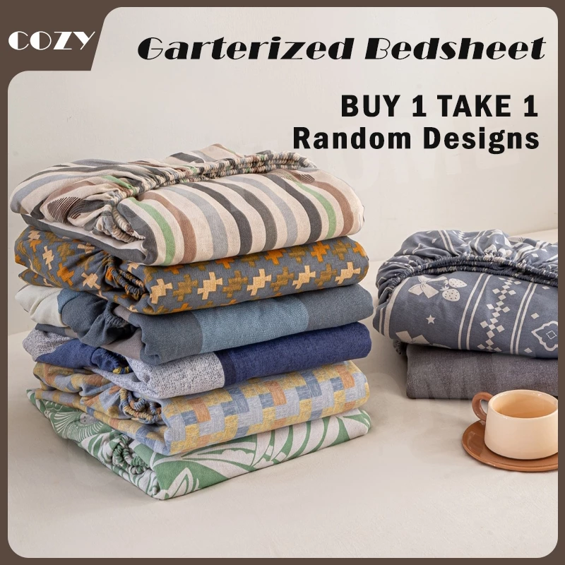 43% OFF Buy 1 Take 1 Colorful Fully Garterized Bedsheet Fitted Bed Sheet Canadian Cotton Bed Sheet