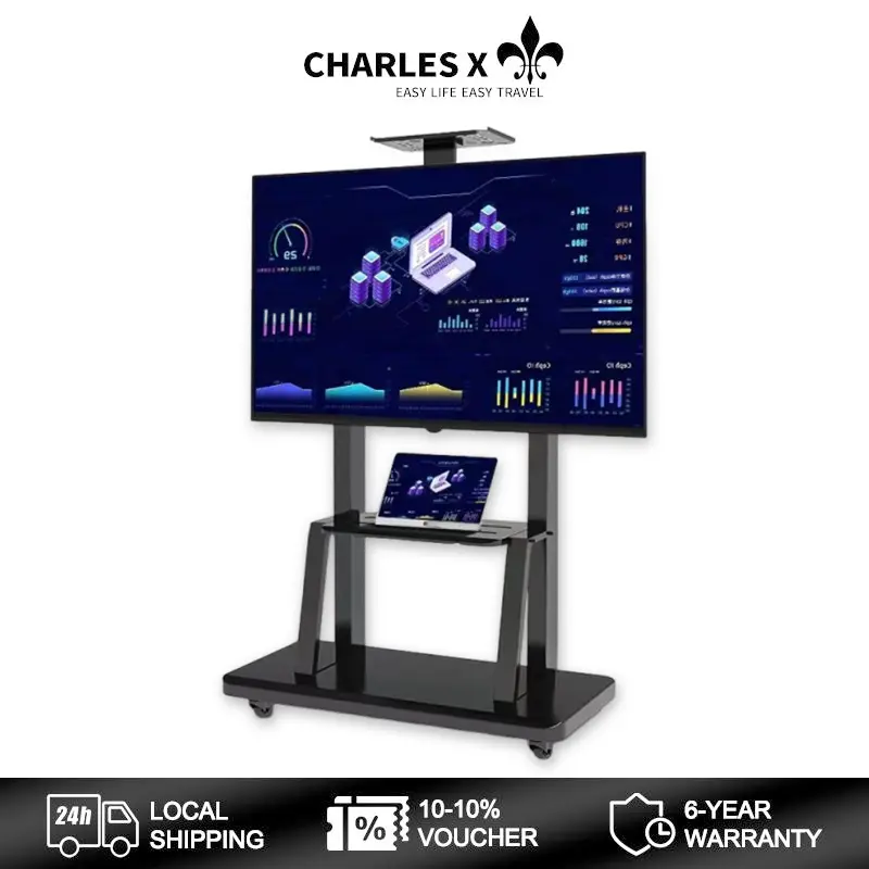 50% OFF CHARLES X Universal 32-90 inch LCD TV stand mobile TV stand with TV box tray tilt 360° universal wheel