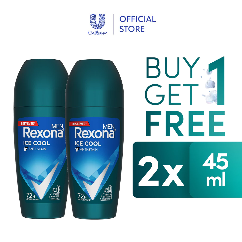 54% OFF [BUY 1 GET 1 FREE] Rexona Men Ice Cool Antiperspirant Roll On 45ml