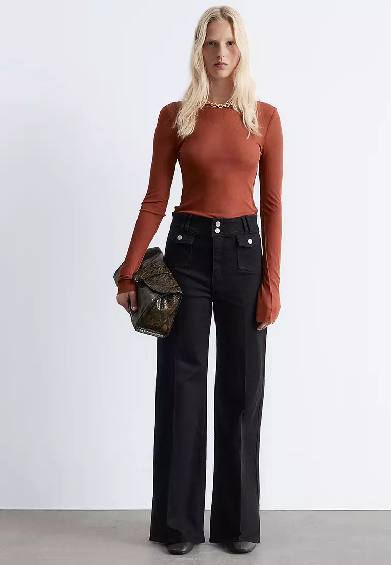 70% OFF Press-Crease Flared Jeans