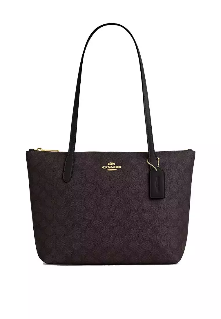 59% OFF Fiona Zip Tote Bag In Signature Canvas Walnut/Black CBT18