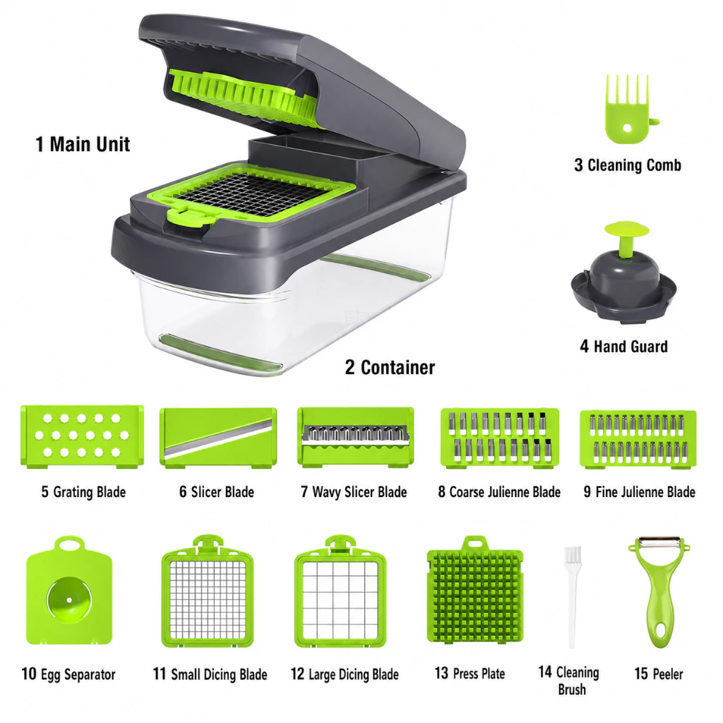 90% OFF 15-in-1 Multifunction Vegetable Chopper Slicer Dicer Grater with Container