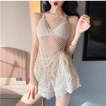 62% OFF Tassel Crochet Bikini Crop Top – Knitted Swimwear & Beach Outfit for Women