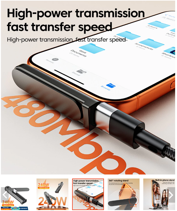 70% OFF Elough 240W Elbow Type C Adapter USB C Female To Type C Male Adapator Fast Charging Data Transfer Converter With Bracket