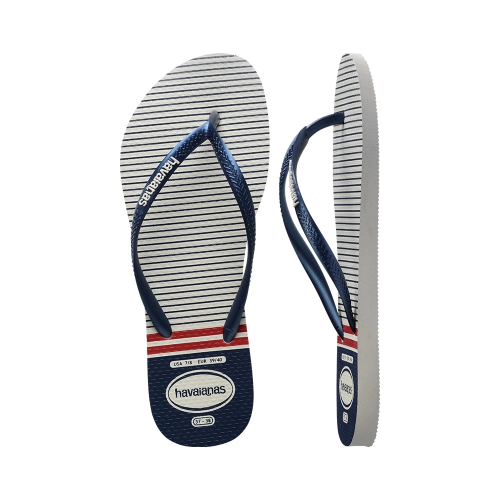 40% OFF Havaianas Slim Nautical White/Navy/Red Flip Flops