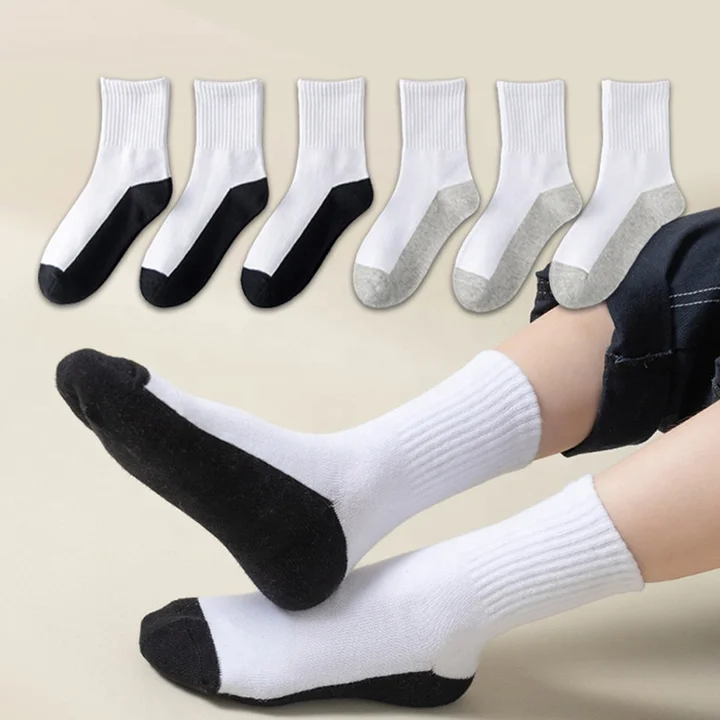 57% OFF Casual Socks Black And White Student Basic Comfort Socks Menswear Womenswear Comfortable Elastic Fit Bottom Comfy Outfit