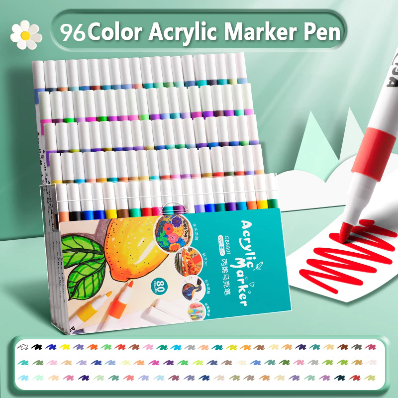 10% OFF 96 Colors Acrylic Marker Pen Set Marker Set Colored Pen Coloring set Highlighter pen