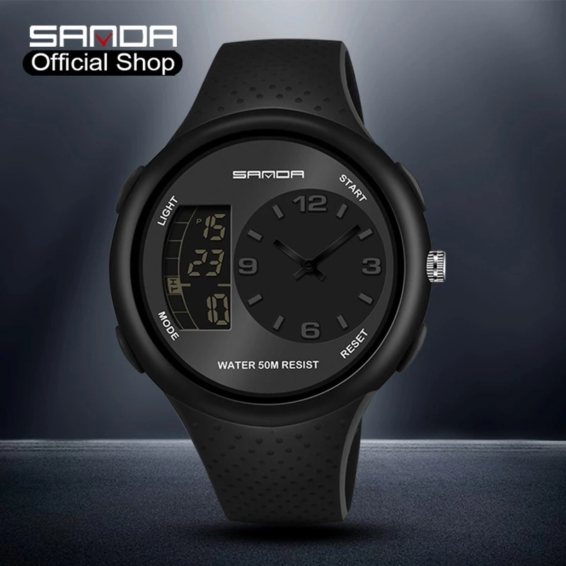 78% OFF SANDA Dual Display Sports Waterproof Men Watch Alarm Calendar 24hour Watch