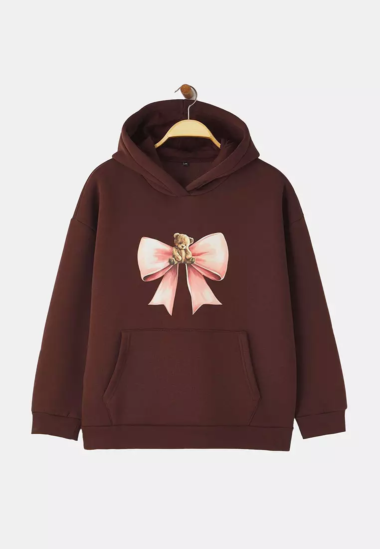 39% OFF Trendyol Plus Size Bow Teddy Bear Hoodie
