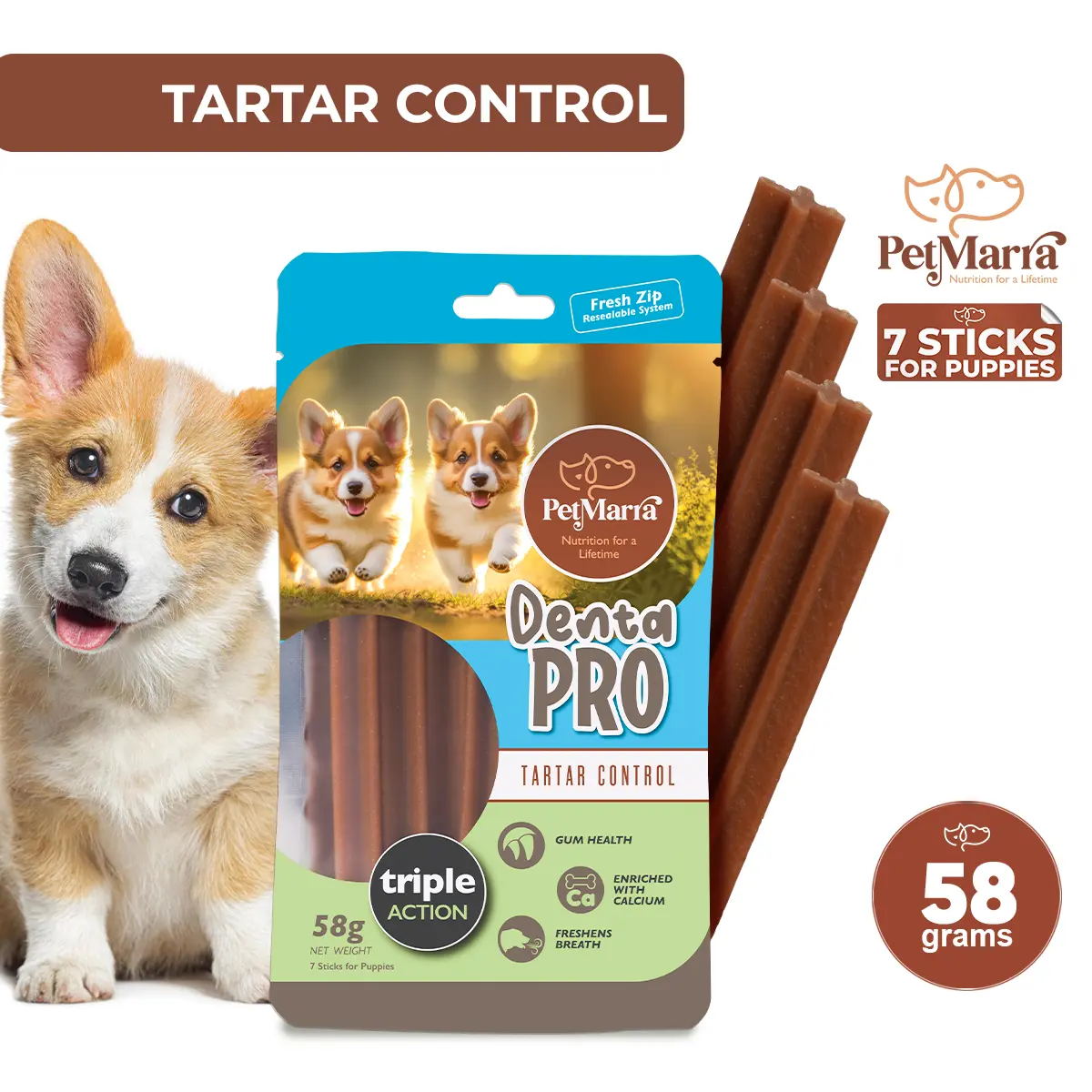 62% OFF PetMarra DentaPro Puppy Dog Treats 7 Dental Sticks 58g puppies snacks dental dogs pet food all breeds