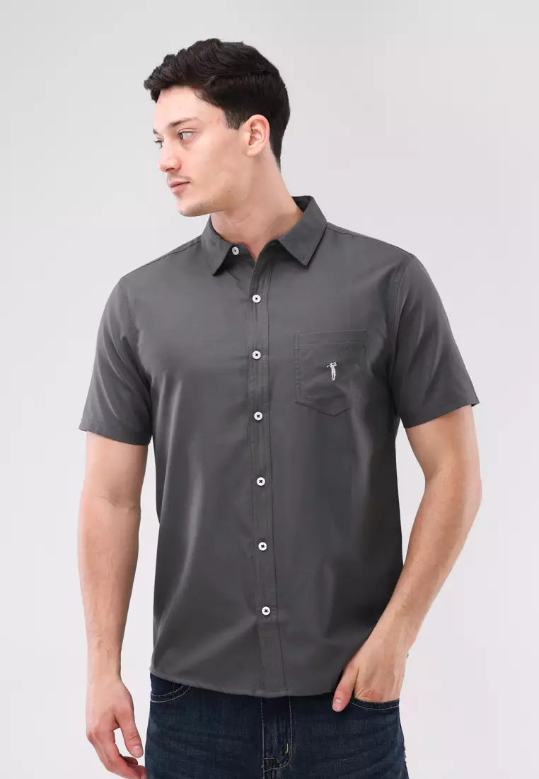 35% OFF Woven Oxford Polo Short Sleeve