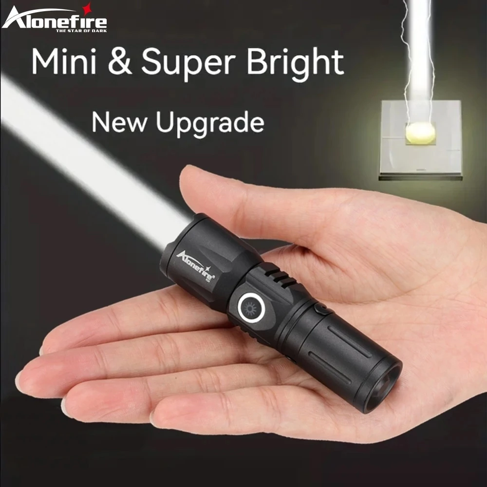 53% OFF Alonefire X24 Zoom White Beam Light Long Distance Mini Flashlight Type-C Usb Rechargeable Portable Pocket Torch Home Outdoor