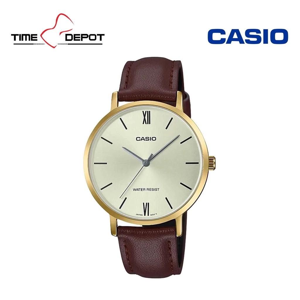 17% OFF Casio LTP-VT01GL-9BUDF Analog Brown Leather Strap Watch For Women