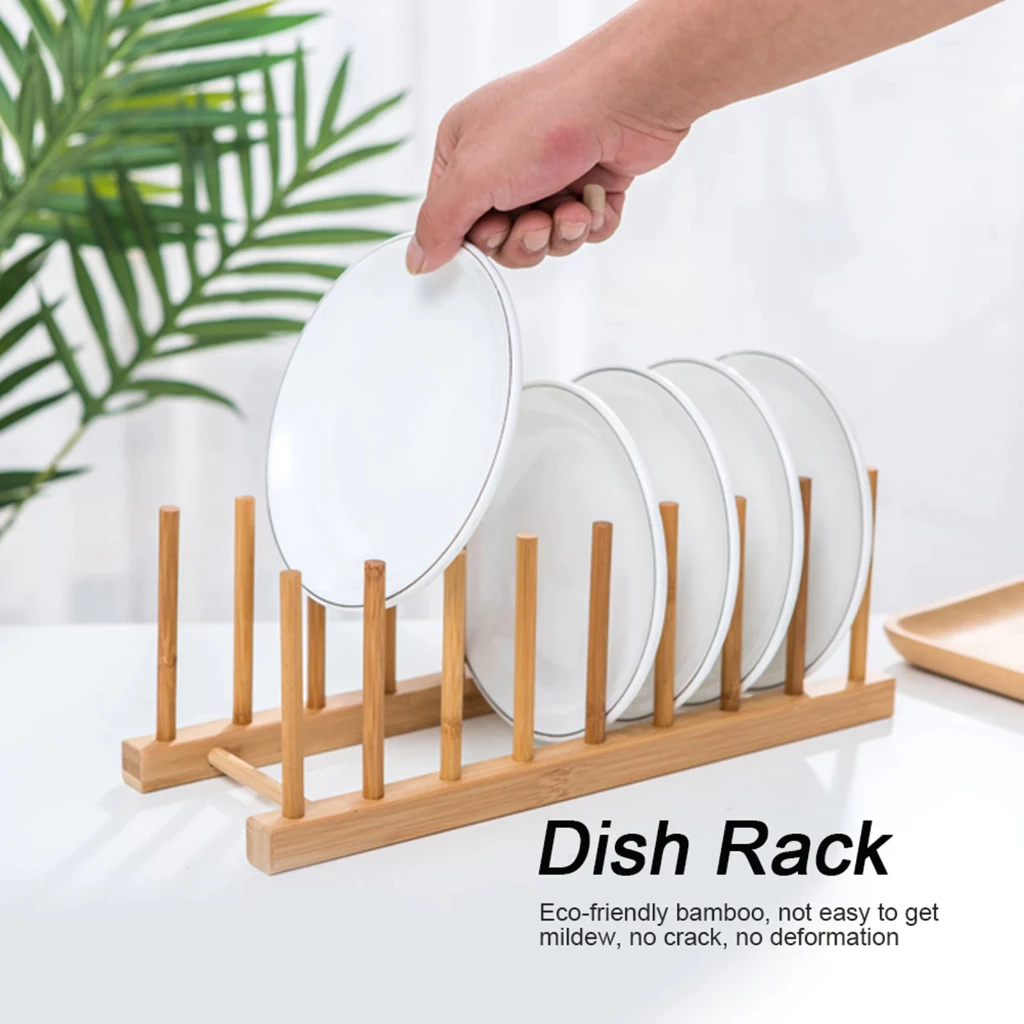 65% OFF Wooden Dish Drainer Rack Kitchen Dishes Stand Plate Dish Drying Rack Pot Lid Racks Organizer