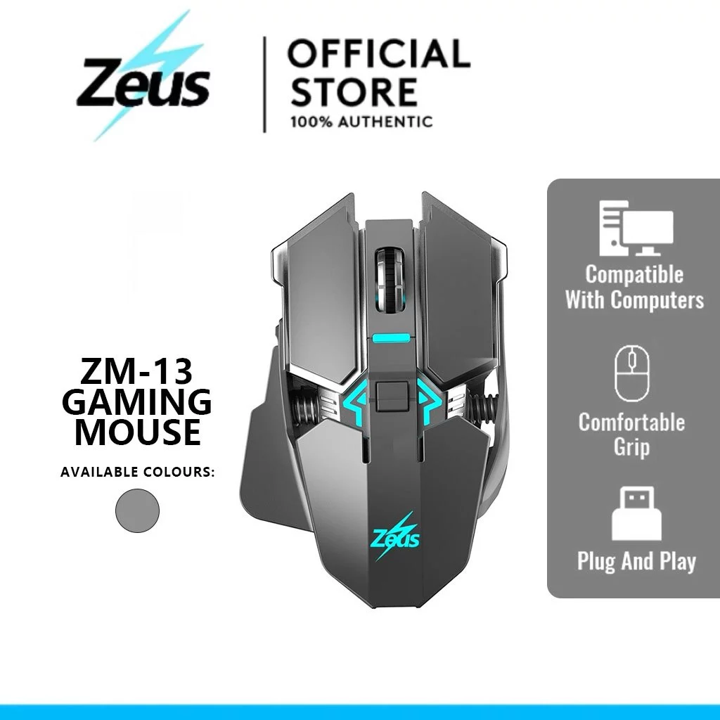 44% OFF Zeus ZM13 Wireless Gaming Mouse - Ergonomic Design, 2.4G Connection, LED Lighting, Type-C Charging
