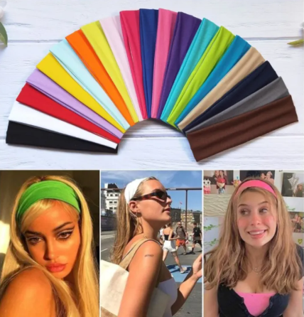 71% OFF 1PCS Stretch Sweat-Absorbent Yoga Headband Solid Version Fitness Sports Headwear Women Elastic