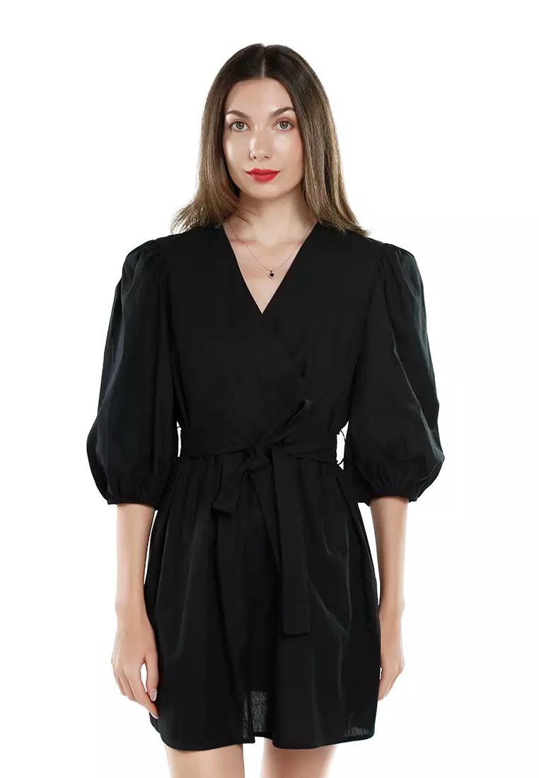 88% OFF London Rag V-Neck Belt Dress In Black