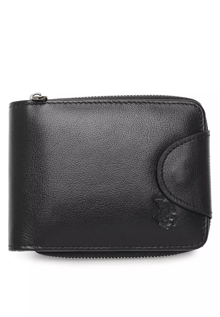 44% OFF Men's Genuine Leather Zipper Wallet - Black