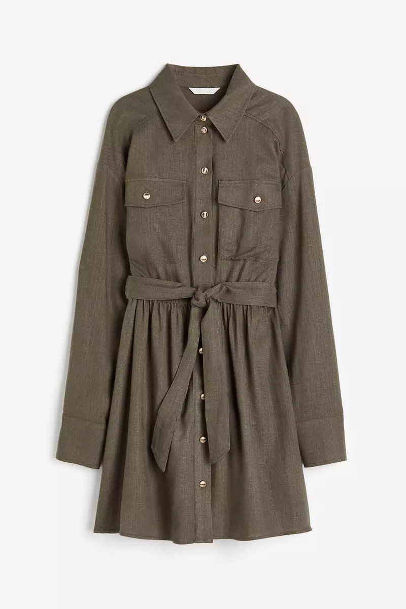 57% OFF H&M Linen-blend shirt dress