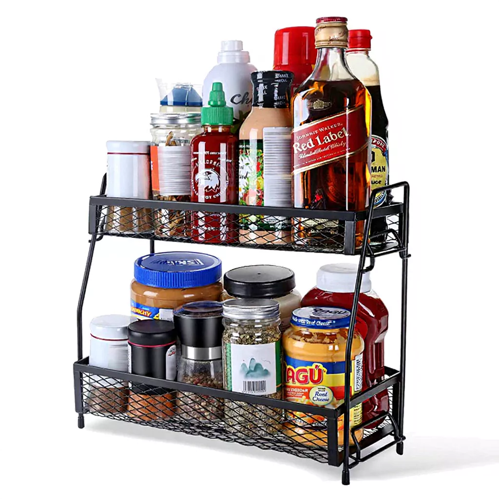 37% OFF Desktop Double-Layer Detachable Iron Storage Rack – Kitchen Spice Organizer
