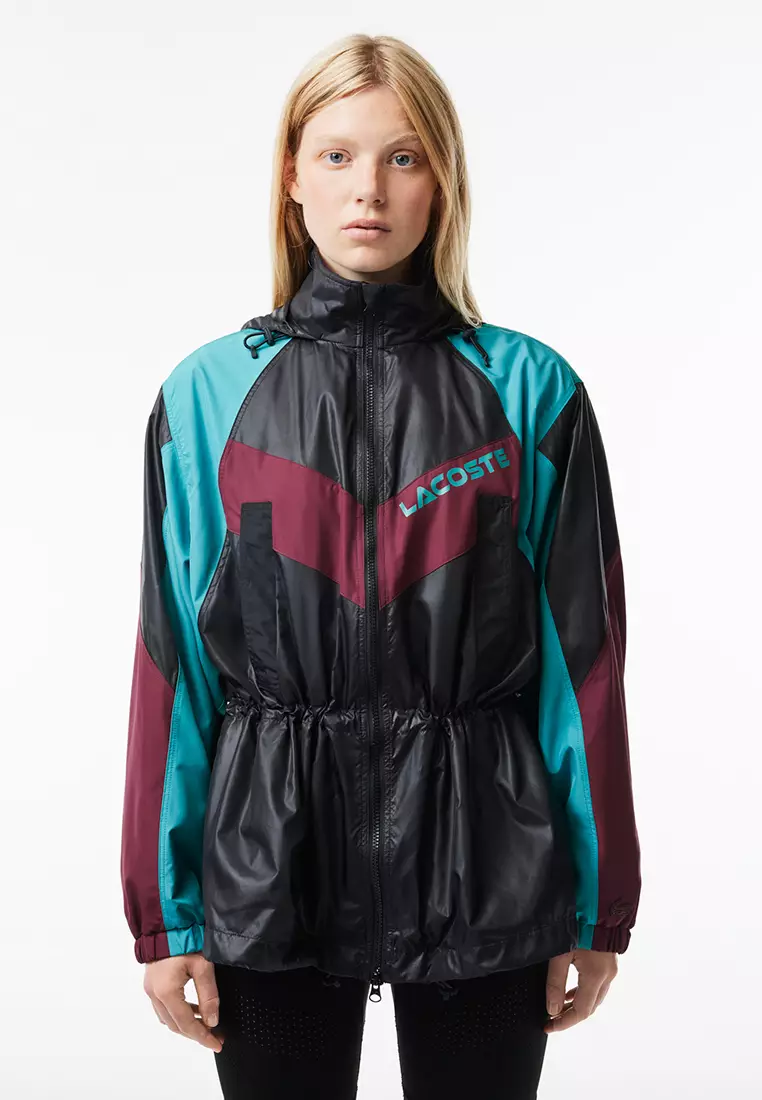 70% OFF Lacoste Oversized Hooded Colourblock Jacket with Adjustable Waist
