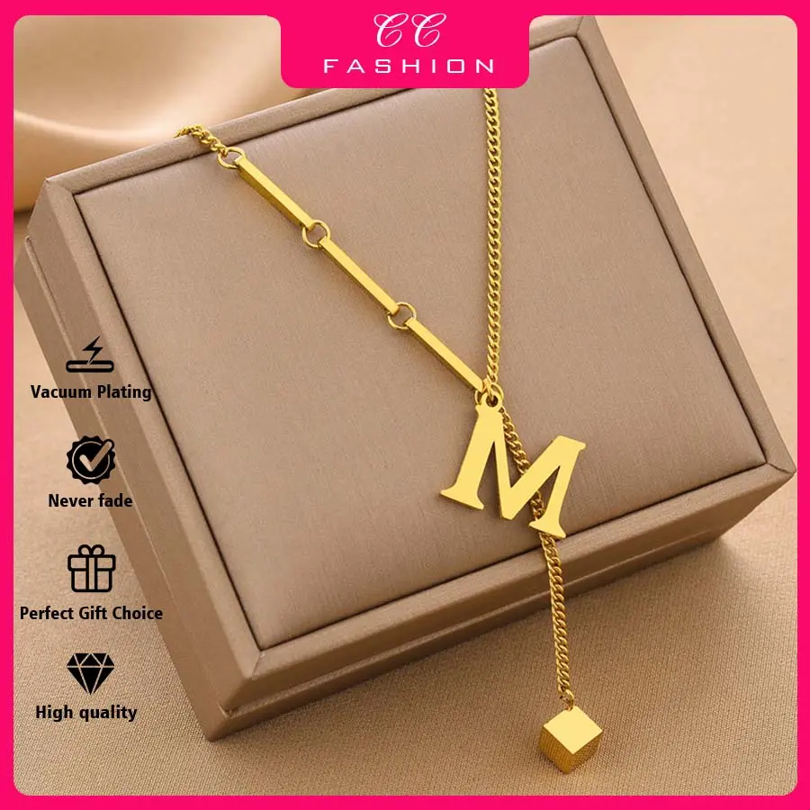 46% OFF Titanium steel necklace, letter sweater chain, non fading women's collarbone, half high collar, bottom accessories, extended chain, new fashion