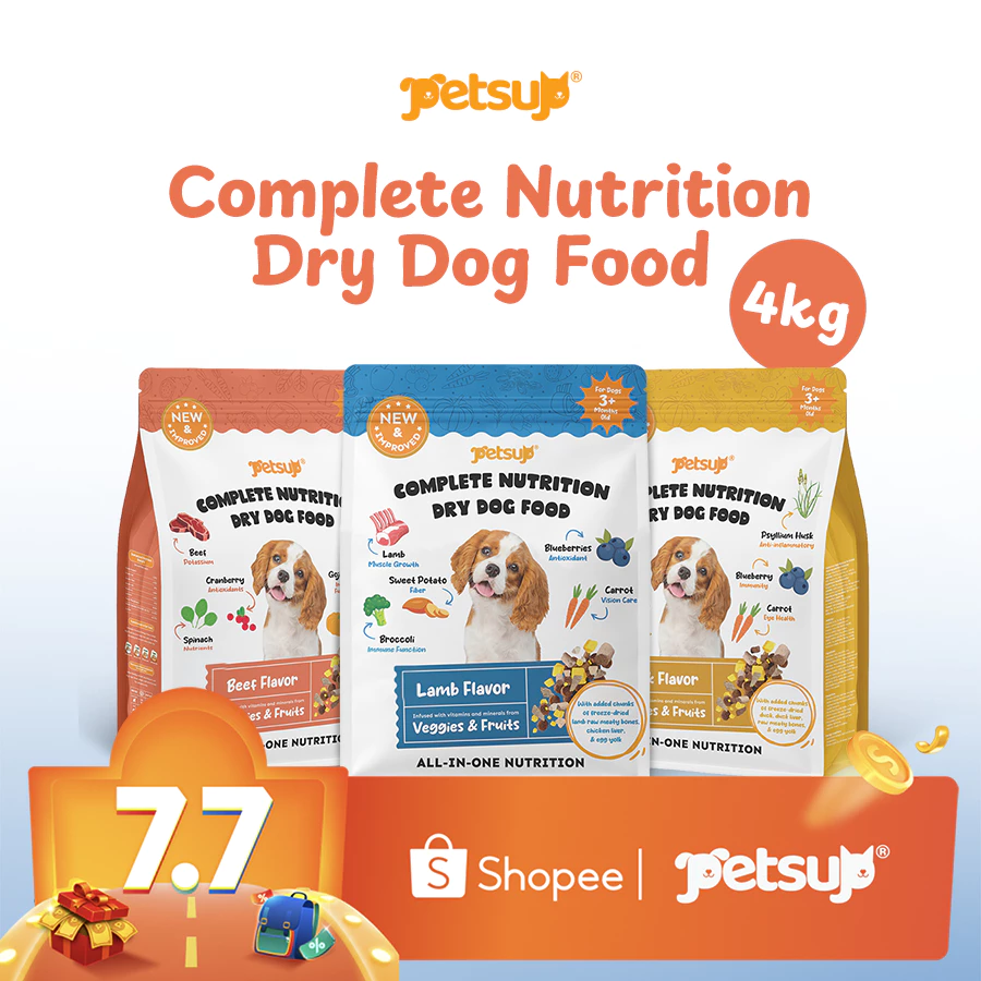 80% OFF Petsup Complete Nutrition Dry Dog Food 4kg with Freeze Dried Treats Beef Duck Lamb Flavor