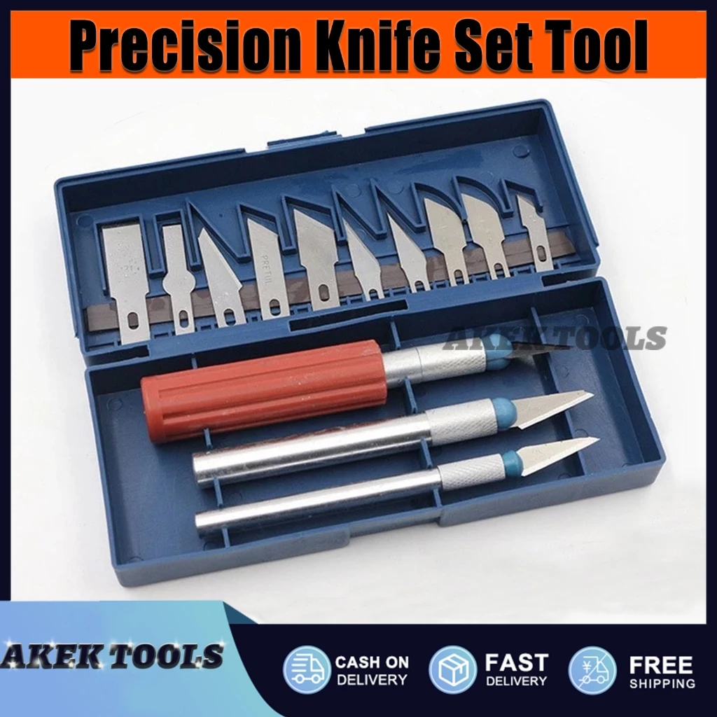 30% OFF 13pcs Utility Precision Knife Set Tool Paper Stencil Carving Blades Paper Cutting Knife Tool COD