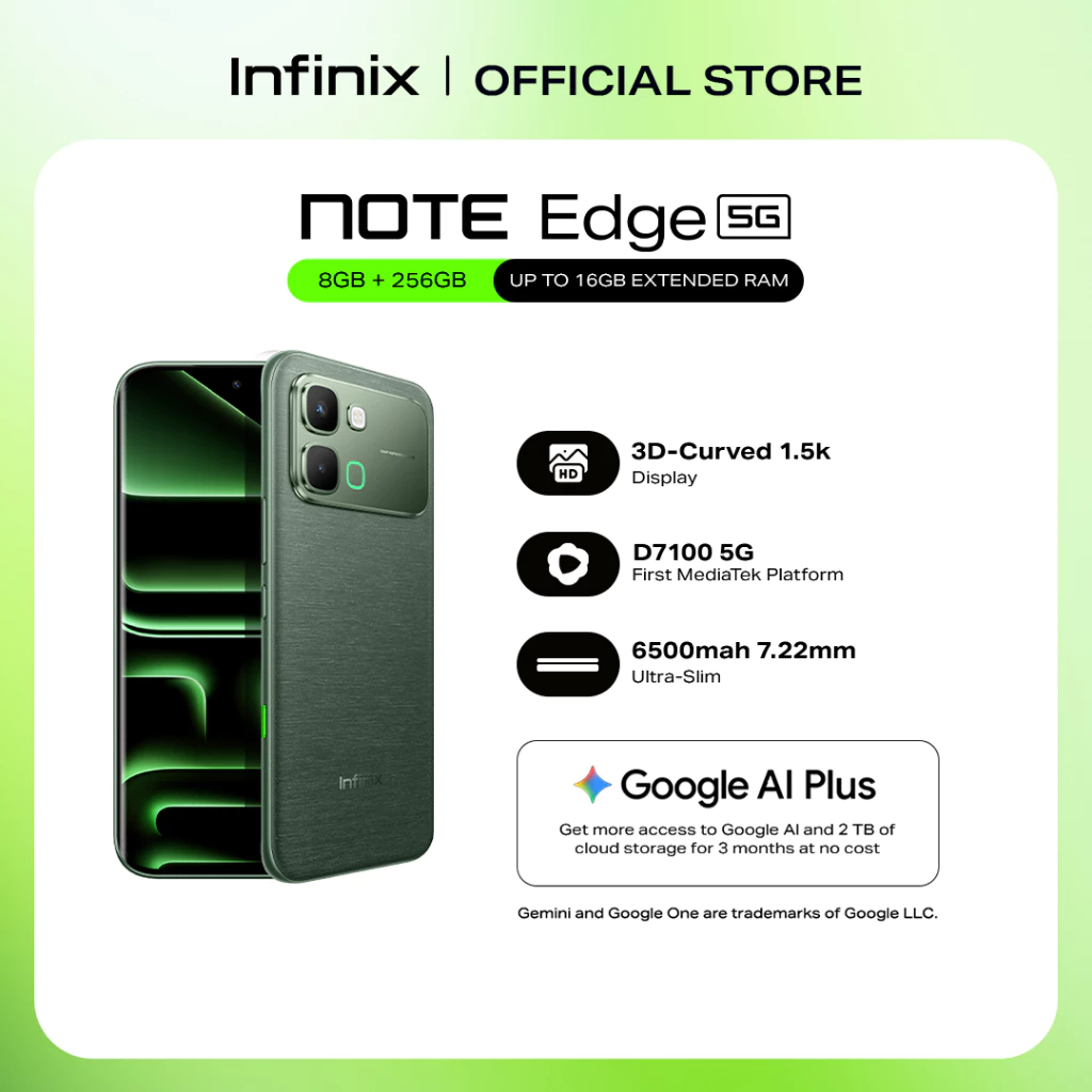 22% OFF Infinix NOTE Edge 5G, (up to 16GB [8+256] 3D-Curved 1.5K, D7100 5G, 6500 mAh (1 Yr Local Warranty)