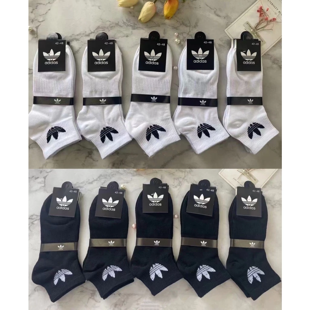 91% OFF 1 Pair Unisex Cotton Black/White Ankle Socks