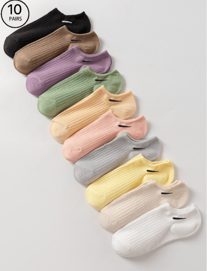 25% OFF 10 Pairs Candy Color Dopamine Socks, Sweet Japanese Style Versatile Daily Wear, Low-Cut Non-Slip Breathable Odor-Resistant Women Socks