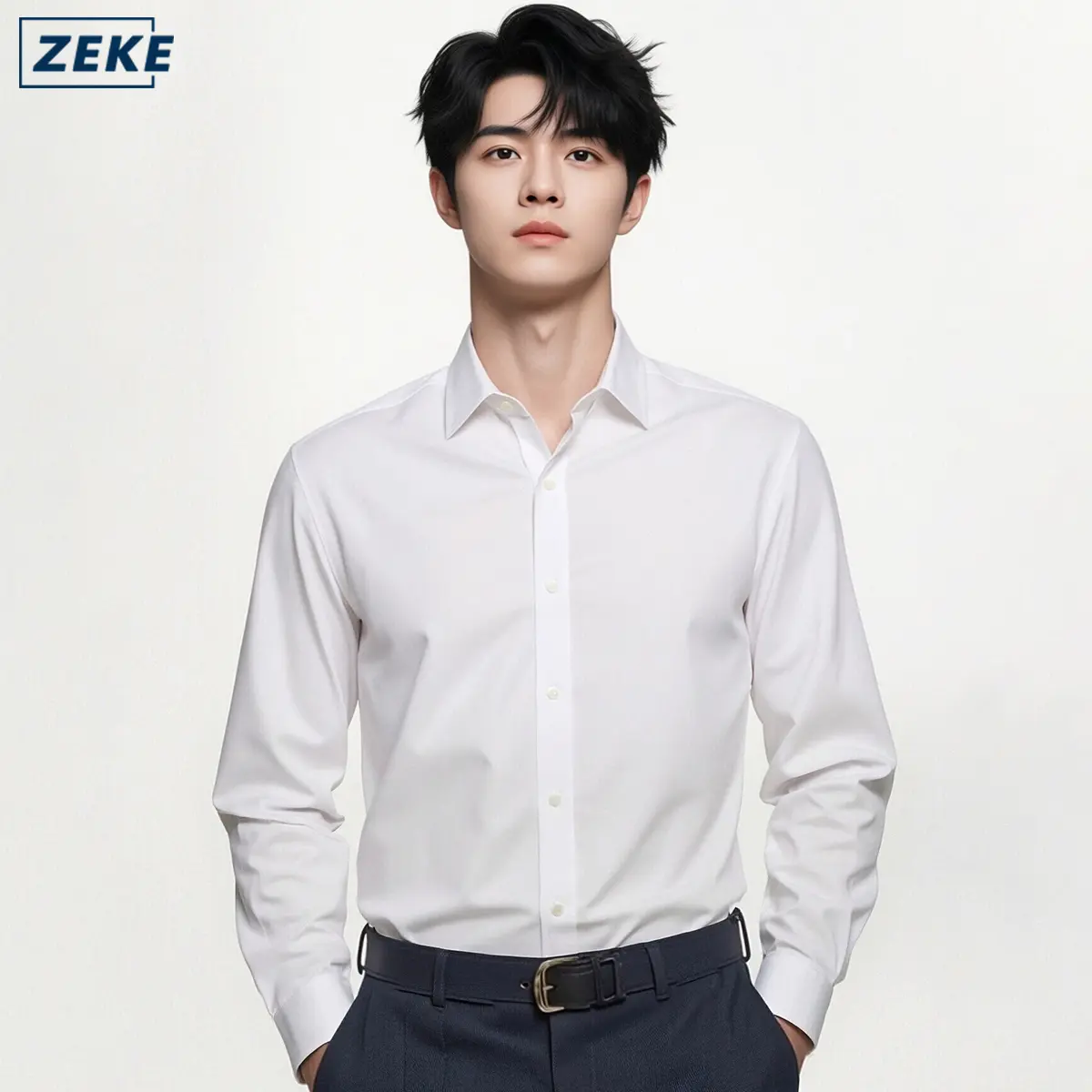55% OFF ZEKE A0031 Polo Shirt Menswear Plain Black Poloshirt Long Sleeve Poloshirt Casual Tops White Formal Attire For Men