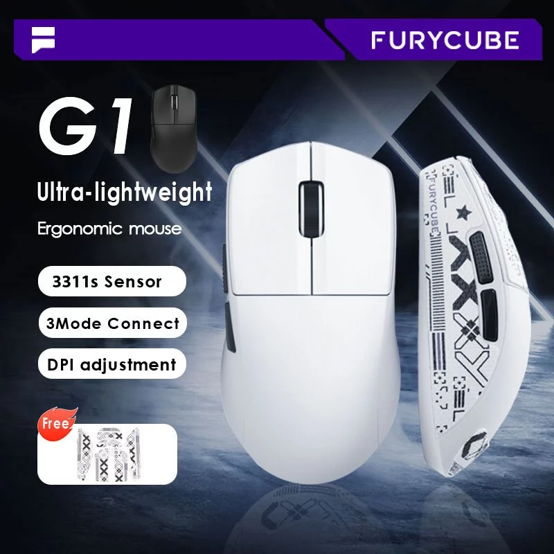 46% OFF FURYCUBE G1 Mouse Wireless Gaming Office Mice PAW3311s Ultra-Light Weight Wired 2.4G Mouse