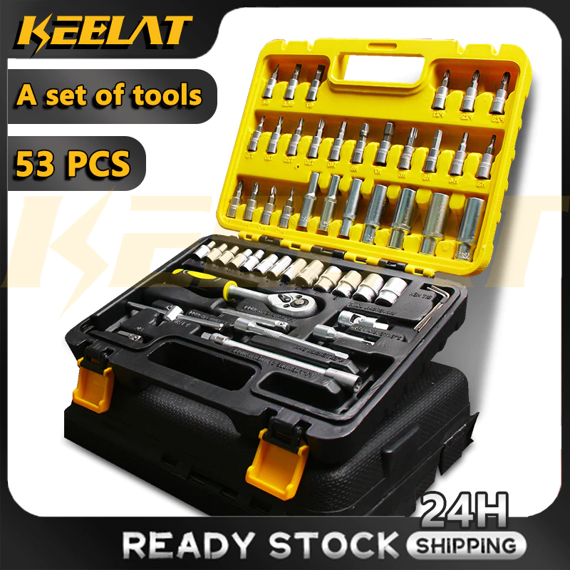 24% OFF KEELAT 53Pcs Ratchet Wrench Set (50HRC) DIY Tools Screwdrivers Hex Drive Durable Hardened Steel