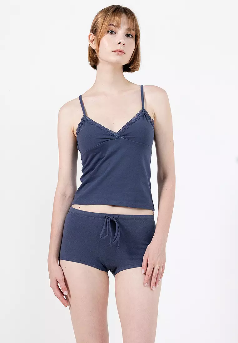 68% OFF Dreamy Soft Triangle Cami Top & Tie Micro Shorts Set