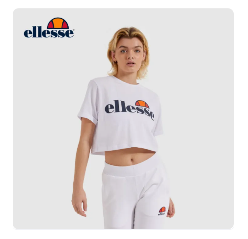 48% OFF Ellesse Women Classic Collection T-Shirt - White Alberta Crop T-Shirt (6-11323)